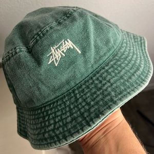 Stussy Overdyed Stock Bucket Hat Size S/M Pine Green